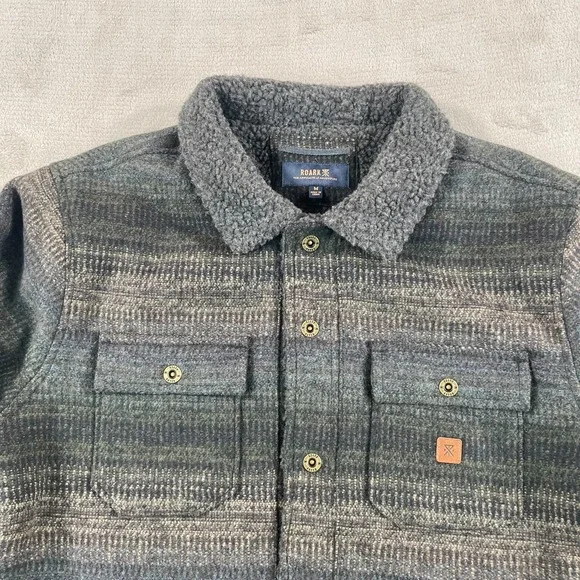 Roark Hebrides Jacket Men Medium Multi Military Striped Wool Blend Snap NWT $165 - Picture 5 of 12